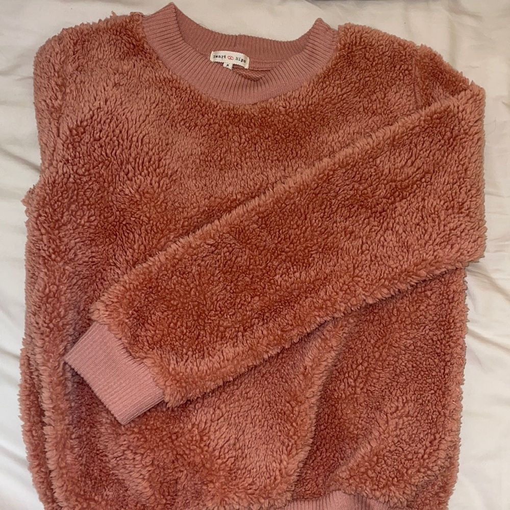 Fluffy Pink Sherpa Pullover